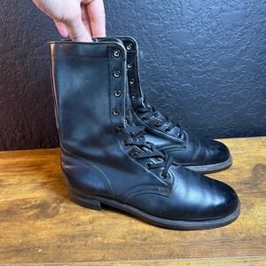 Vintage '63 Jungle Mens Black Leather Combat Army Marine Military Boots Size 8A